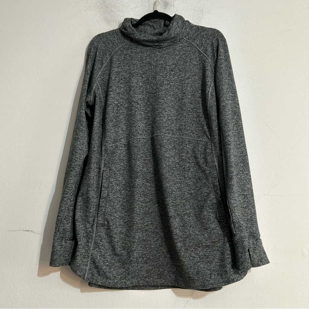Duluth Trading Co Plushcious Funnelneck Tunic Sweatshirt Heather Grey Large